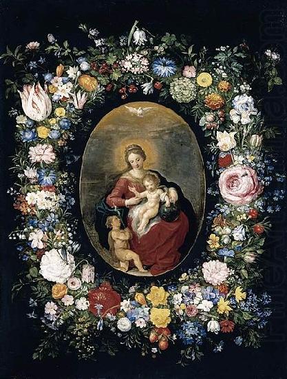 Jan Breughel Virgin and Child with Infant St John in a Garland of Flowers china oil painting image